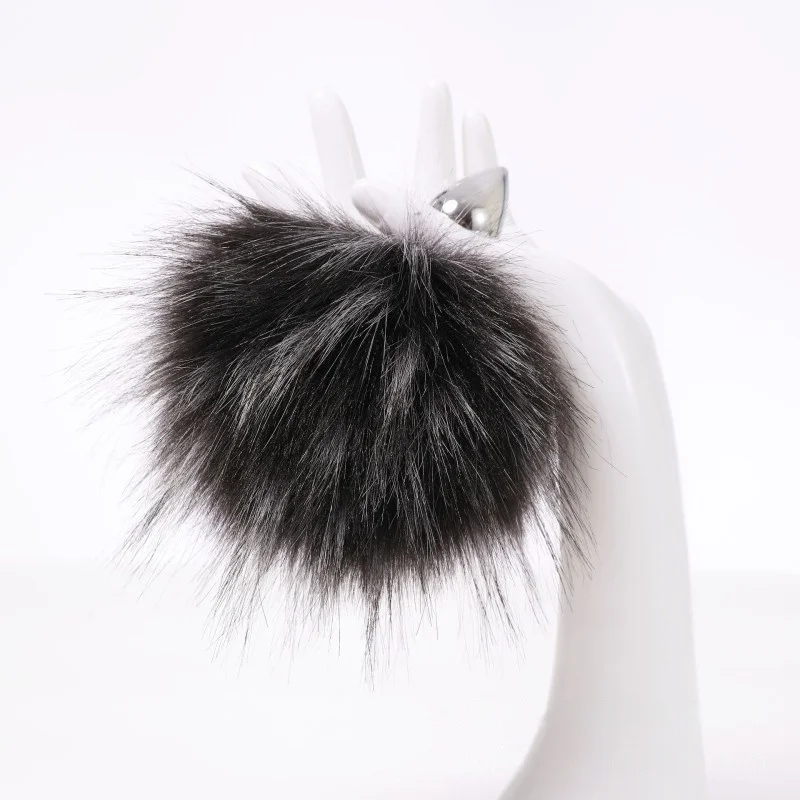 Unisex Soft Simple Color Fake Fur Ball Rabbit Tail with Separable Smooth Metal Butt Plug for Couple Bunny Cosplay Anal Sex Toys