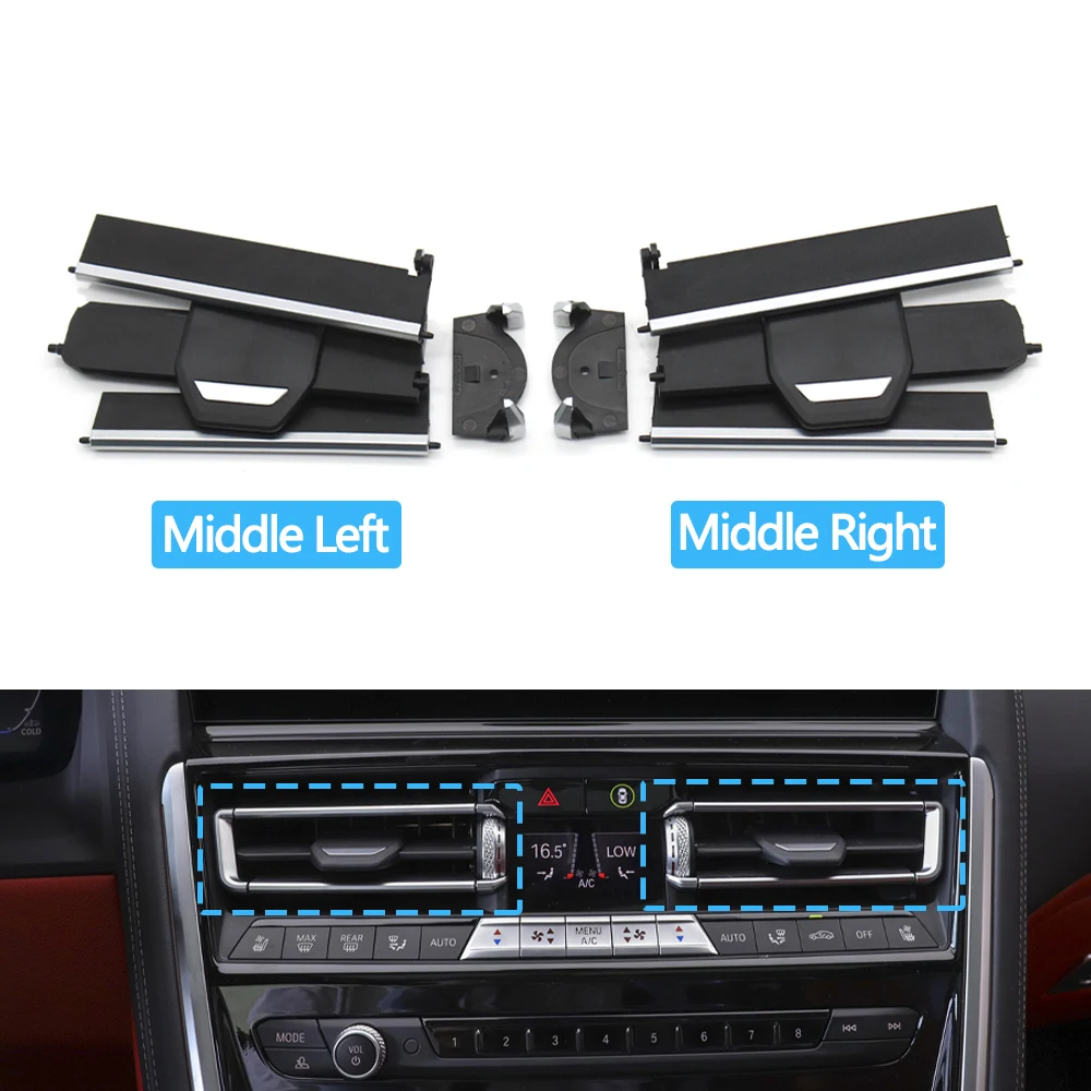 Car Middle Left Right Air Vent Outlet Grille Slide Clip Repair Kit For BMW 8 Series M8 G14 G15 G16 F91 F92 M850i M840i 2017-2022