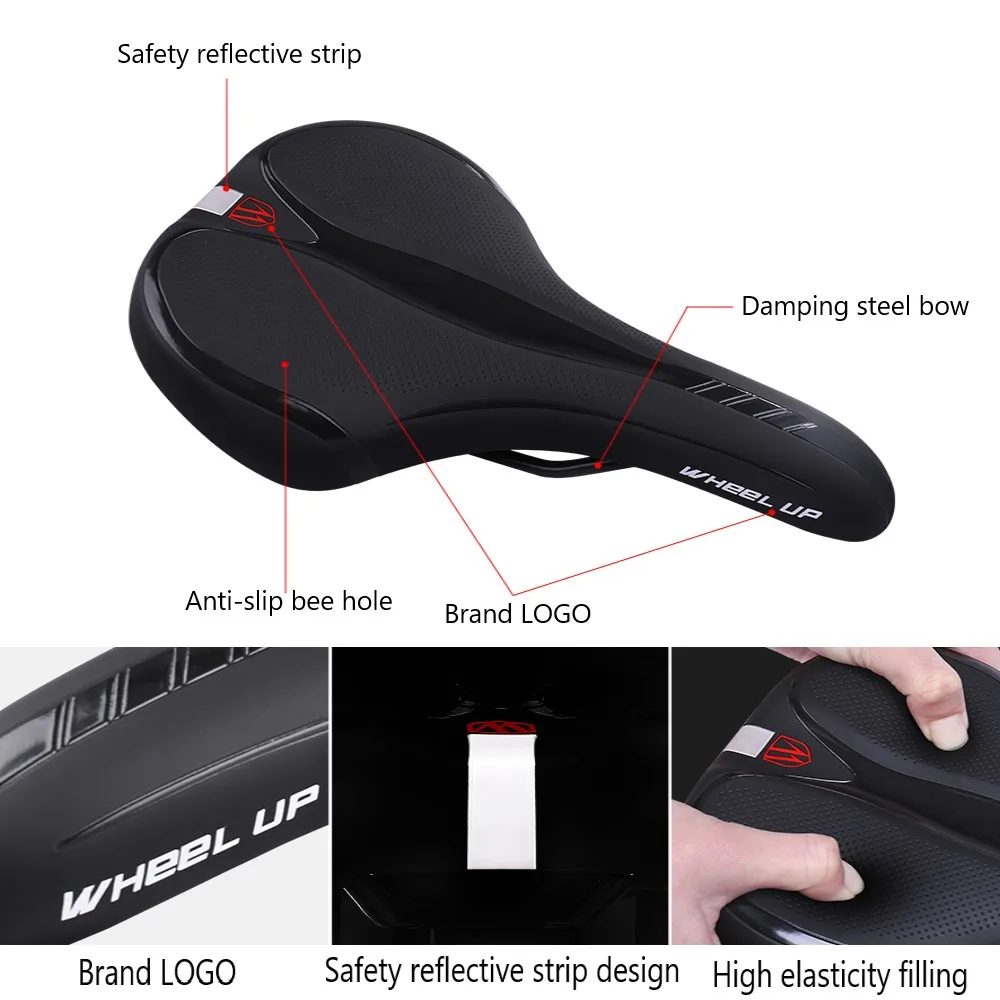 High-Elastic Shock Absorber With Safety Reflective Strip Breathable MTB Bicycle Seat Mountain Bike Bicycle Skidproof Saddle Seat