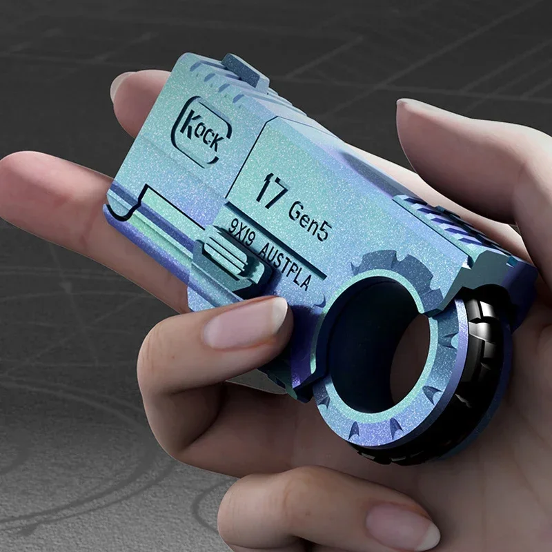 NEW Mini EDC Throwing Shell Double Head Gun Glock Mini Alloy Pistol Soft Bullet Pistol Finger Gyroscope Creative Toy