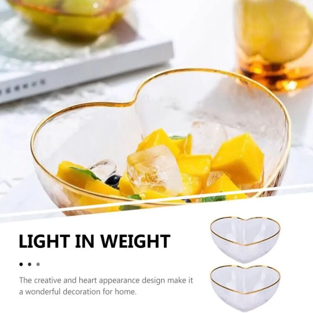 Transparent Glass Bowl Modern Simple Ice Cream Bowl Irregular Heart Shaped Fruit Plate Multipurpose Fruits Salad Bowl