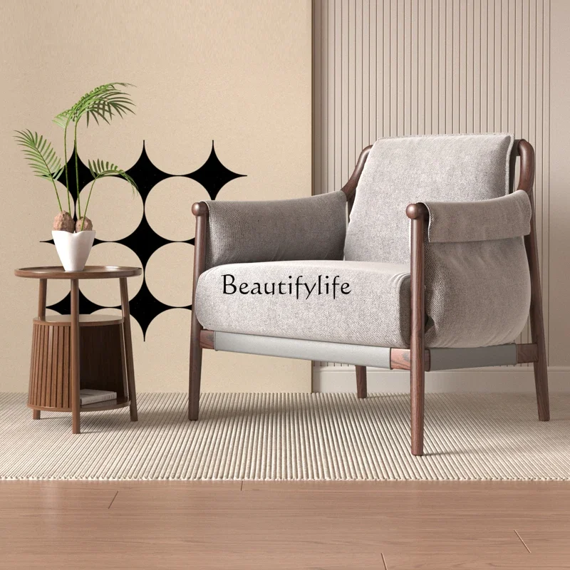 

LJY**Modern retro light luxury solid wood sofa chair wabi-sabi wind B & B balcony living room single leisure chair