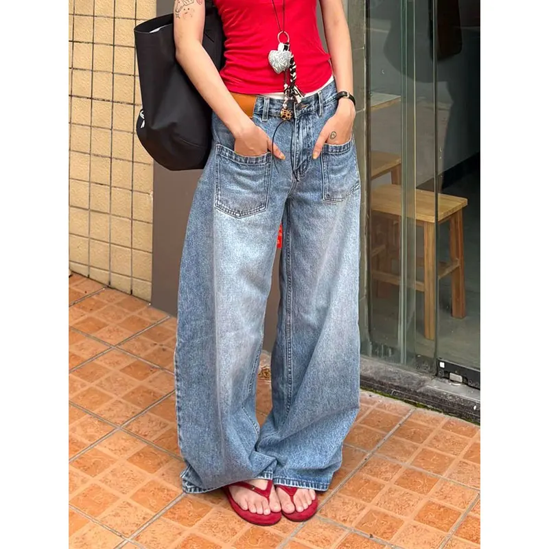

Blue Baggy Jeans Women Harajuku Vintage Y2k Wide Leg Denim Trousers Oversize Jeans Long Pants Japanese 2000s Style Clothes 2025