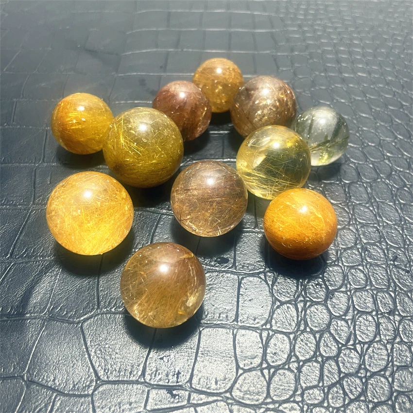 Natural Stone Golden Quartz Rutilated Sphere Polished Crystal Ball Decoration Rock Gift Reiki Healing