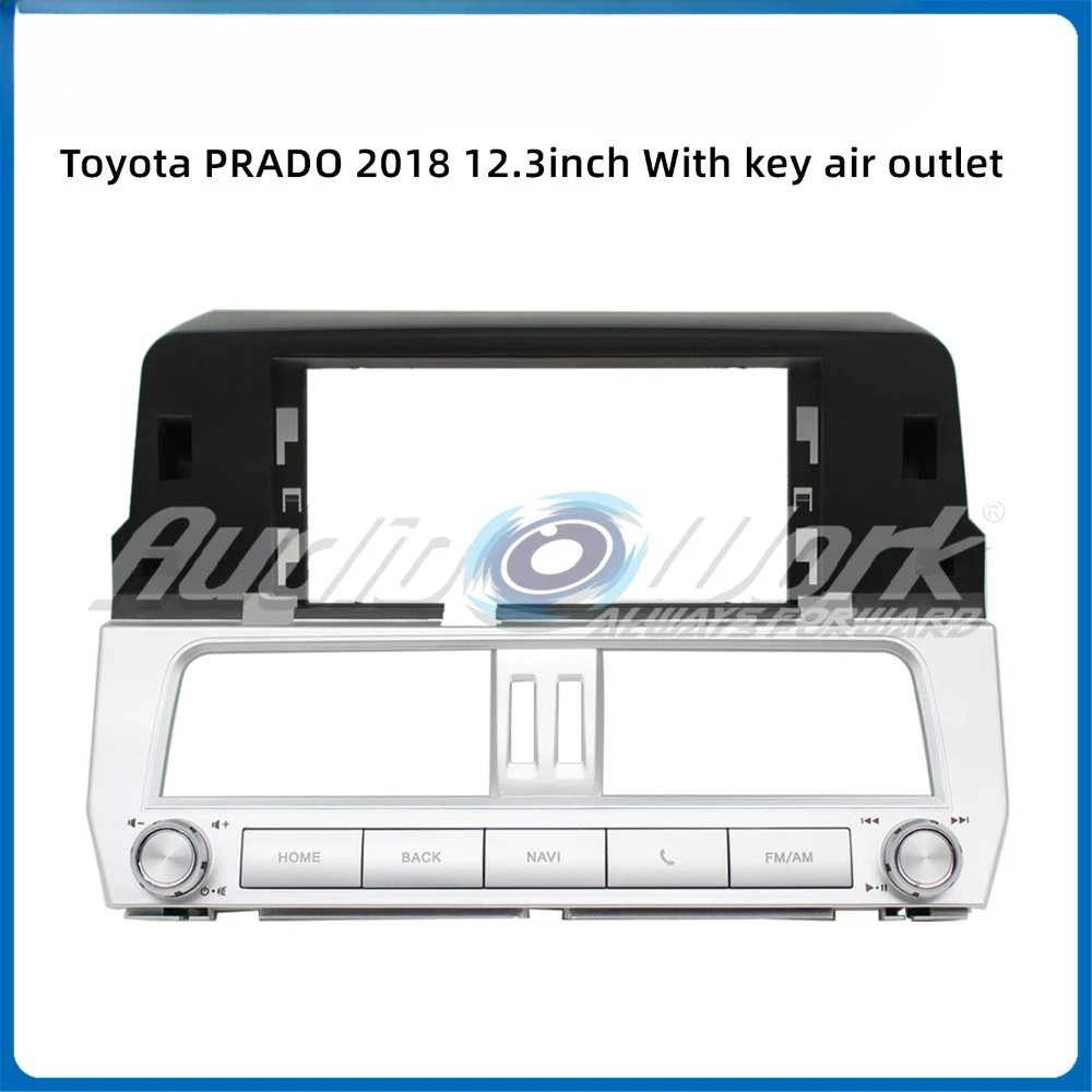 Car Radio Fascia 12.3 inch for 2018 TOYOTA PRADO 2 Din Stereo Player Install Surround Panel Dash Kit GPS Frame