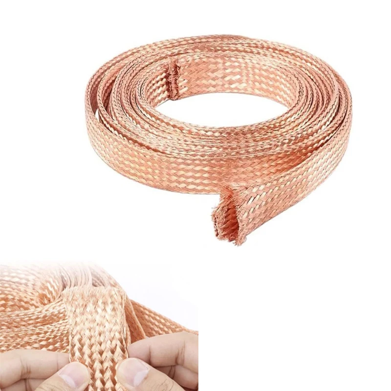 1M 5M 10M Pure Copper Braid Knitted Mesh Anti-interference 4mm/6mm/8mm/12mm/14mm/18mm/25mm Lead Wire Flexibility Cable Flat