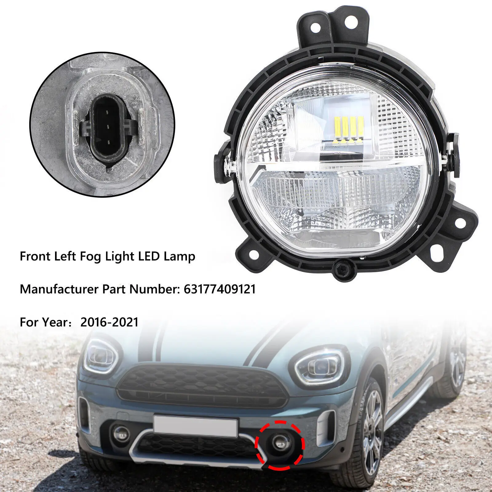 Front Bumper Left Fog Light 63177409121 For BMW Mini Countryman F60 2016-2021  D