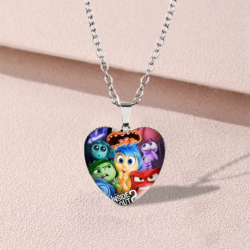 Disney Inside Out 2 Kids Cute Necklace Boy Girl Anime Fashion Jewelry Accessories Children Charms Creative Pendant Birthday Gift