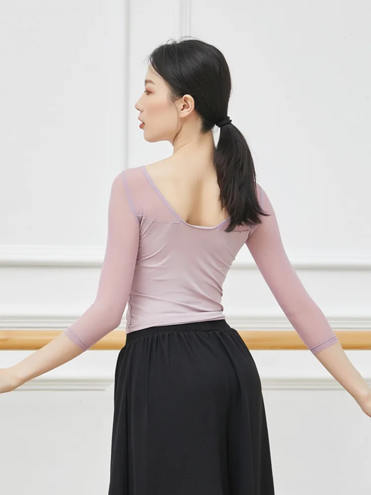 Mesh Patchwork Modern Dance Weibliche Fantasia Party Tops Latin Frauen Slim Fit Straße Jazz Kostüm Bühne Tragen Frau Bauch T-shirt