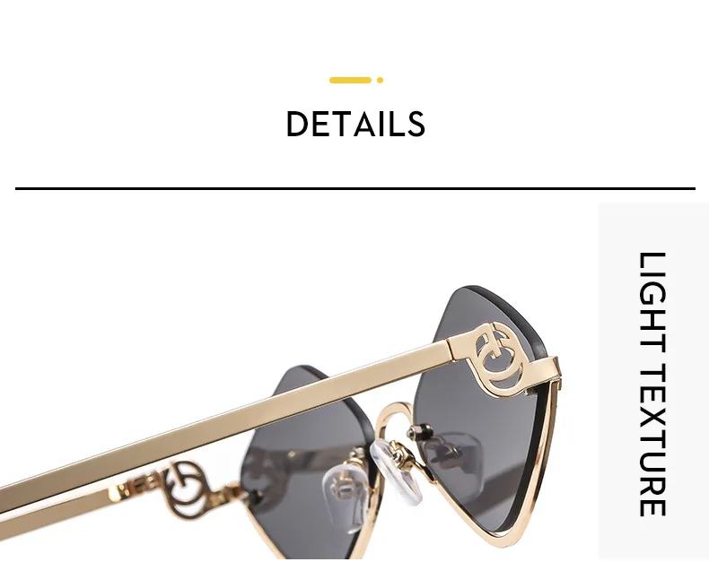 Mode Kleine Polygonale Sonnenbrille Frauen Marke Metall Halb Rahmen Gläser Damen Hipster Sexy Cat Eye Shades Vintage – Detail 5