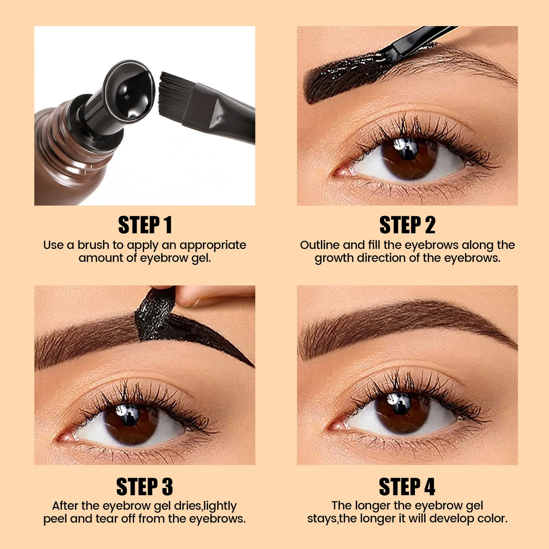 Eyebrow gel: waterproof, long-lasting, sets in place, color-fast eyebrow dye liquid.
