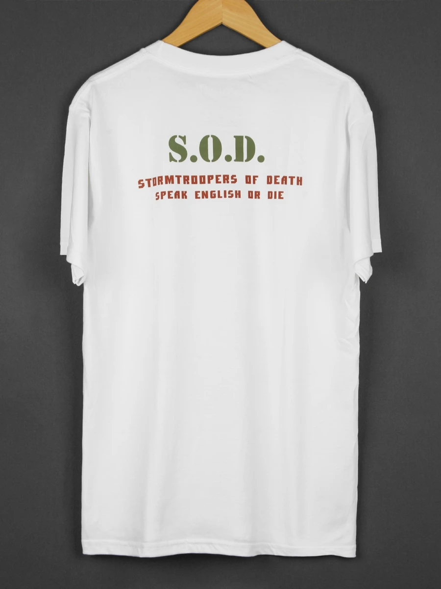 تي شيرت SOD Speak English or Die Hardcore Thrash Rock Band من القطن الخالص بأكمام قصيرة مطبوع صيفي للرجال والنساء