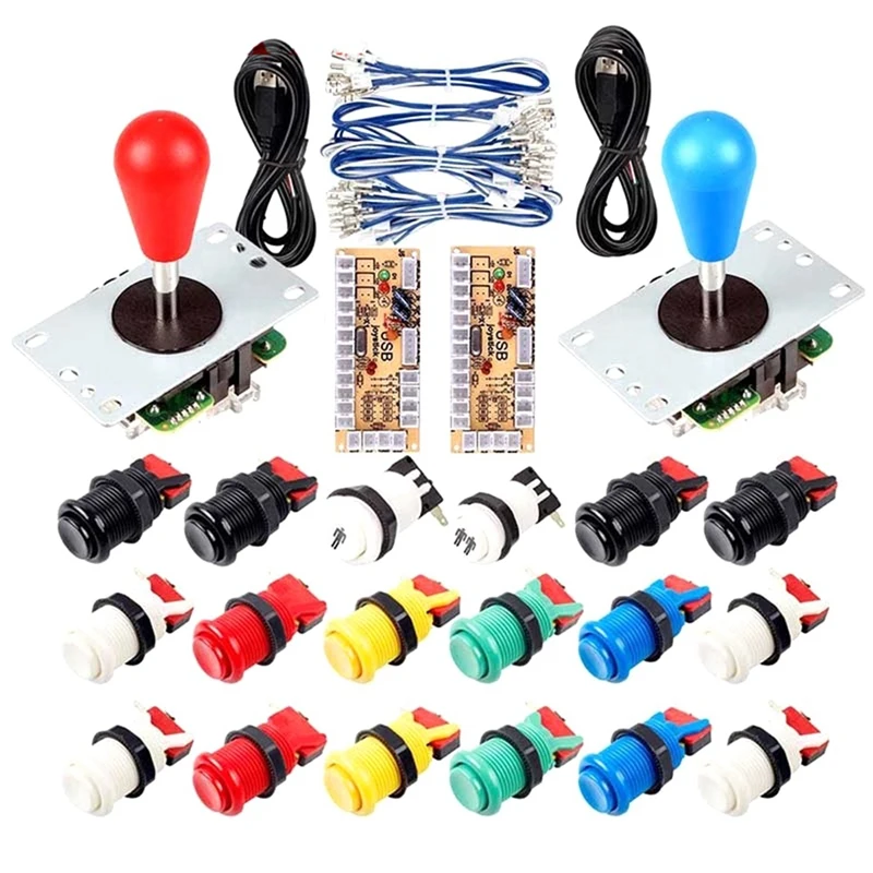 

Arcade Button Joystick DIY Kit Zero Delay USB Controller PC Oval Ball Joystick With 30Mm Push Buttons For PC PS3