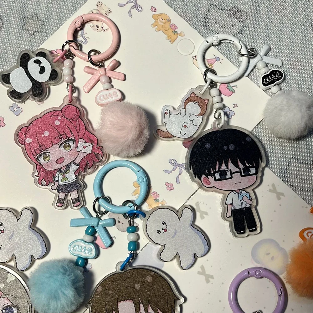 Anime You and I Are Polar Opposites Miyu Suzuki Yusuke Tani‌ Cosplay Keychain Cartoon Figure Pendant Acrylic Keyring Accessory