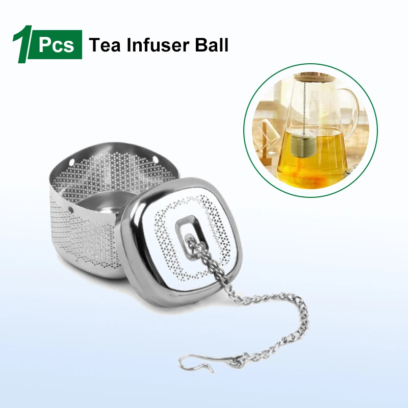 الفولاذ المقاوم للصدأ الشاي المساعد على التحلل الكرة مربع الشاي تسرب تصفية الشاي أدوات الشاي تصفية اضافية غرامة شبكة فضفاضة الشاي انحدار مرشح شبكي #1