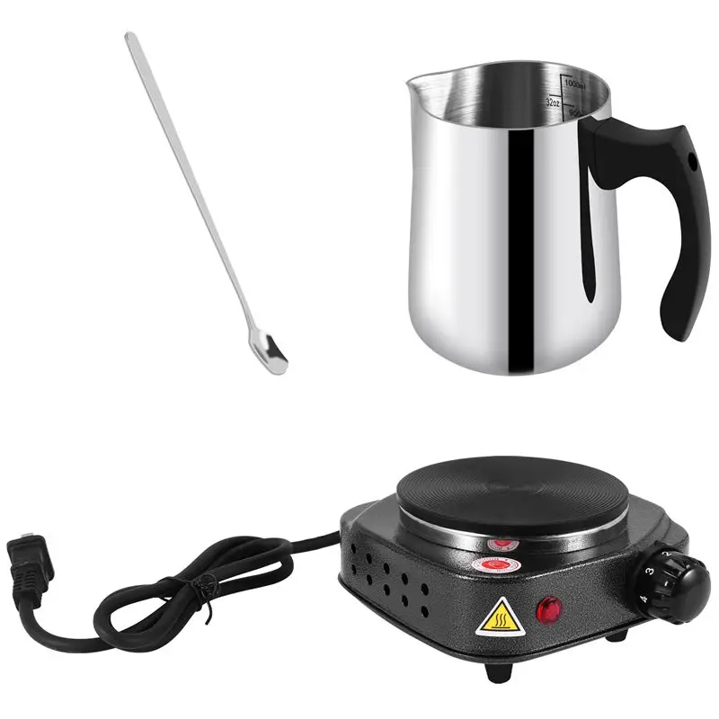 在庫あり-キャンドル作り用注ぎ口付きポット-電気ホットプレート付き-ワックス溶解用-キャンドルワックス溶解ポット-大人用キャンドル作りキット-b