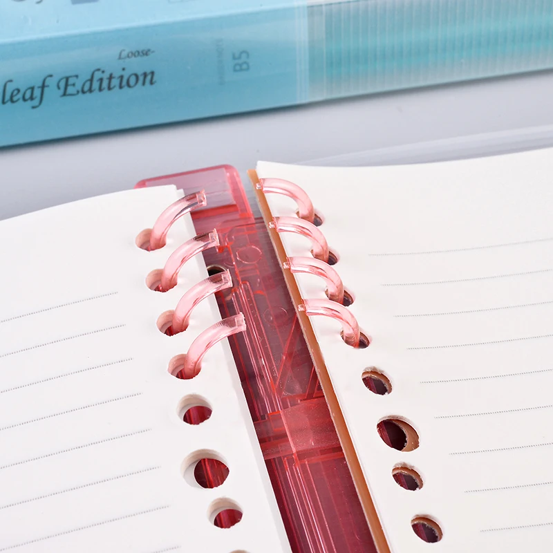 นํากลับมาใช้ใหม่เครื่องเขียน PP Shell หลวม Leaf Book B5 ที่ถอดออกได้ Core Planner 8 แหวนสีนีออน 40 แผ่นที่ถอดออกได้ Binder Notebook