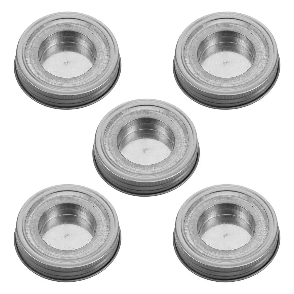 5Pcs Holder Lid Inserts Metal Jar Tea Light Storage Regular Mouth Cover Home Organization Regular Mouth Jars