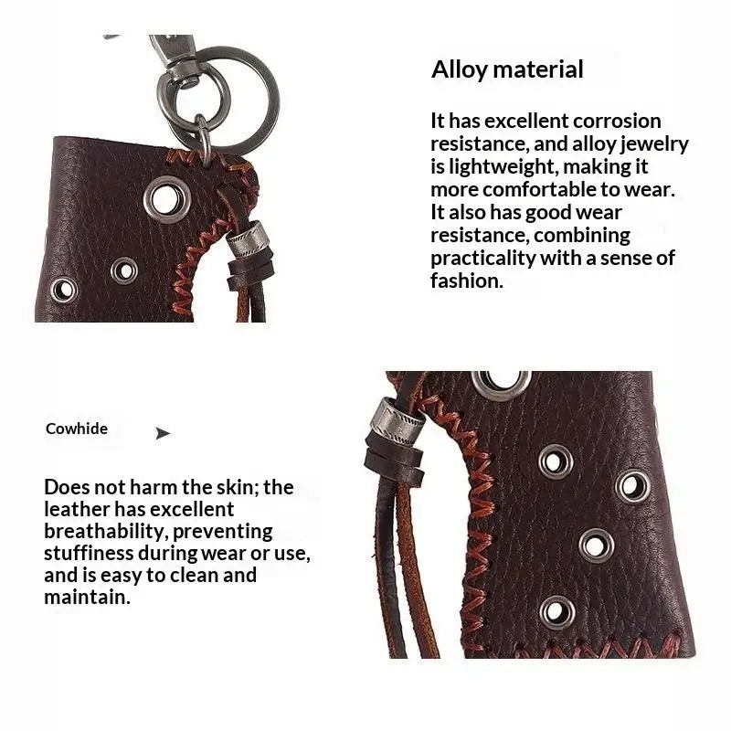 Kreatives Personalisiertes Feuerzeug-Etui aus Rindsleder, Retro-Street-Feuerzeug-Etui, Gürteltasche mit Schlüsselring-Zubehör – Detail 10