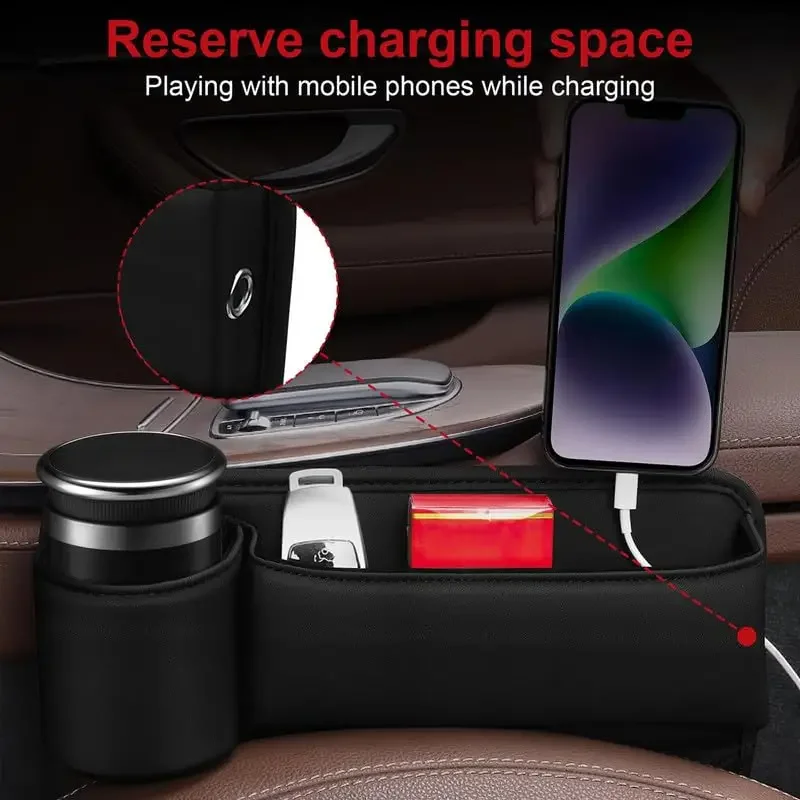 Multi-Function Gap Storage Box For Car Seats Automotive Leather Clearance Adjustable Storage Box Portable Leak-Proof Storage Bag