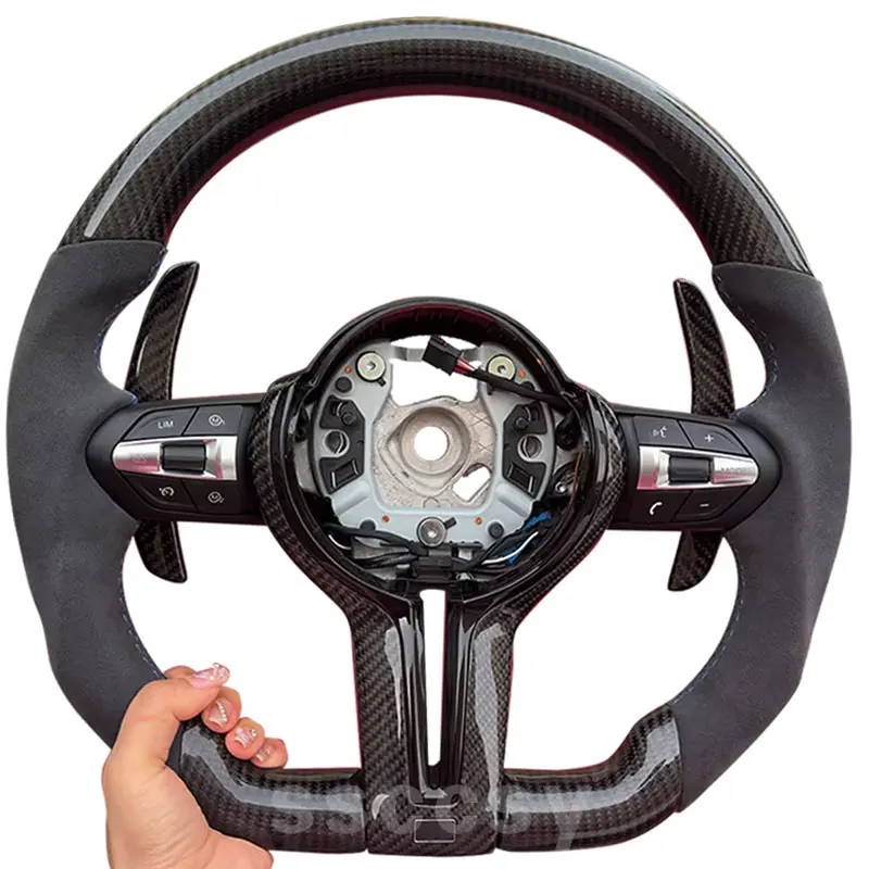 Carbon Fiber Steering Wheel Suitable For BMW F10 F20 F30 E90 E60 E46 Models, With Buttons And Shift Paddles, Car Accessories