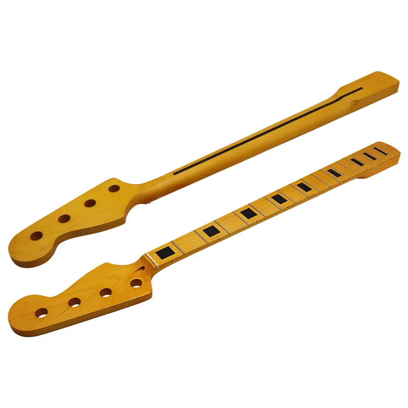 

Yellow 4 strings Electric bass neck 20 frets square electric bass partsDIY accessories matte Canadian maple wood