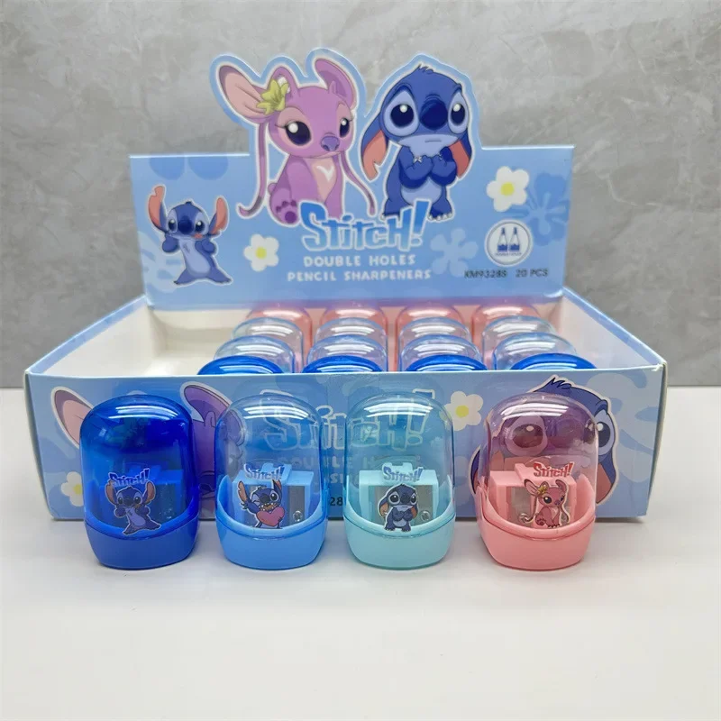 1/3pcs 2024 Disney Stitch Double Hole Pencil Sharpener Student Stationery Transparent  Angel Pencil Sharpener Wholesale Gift