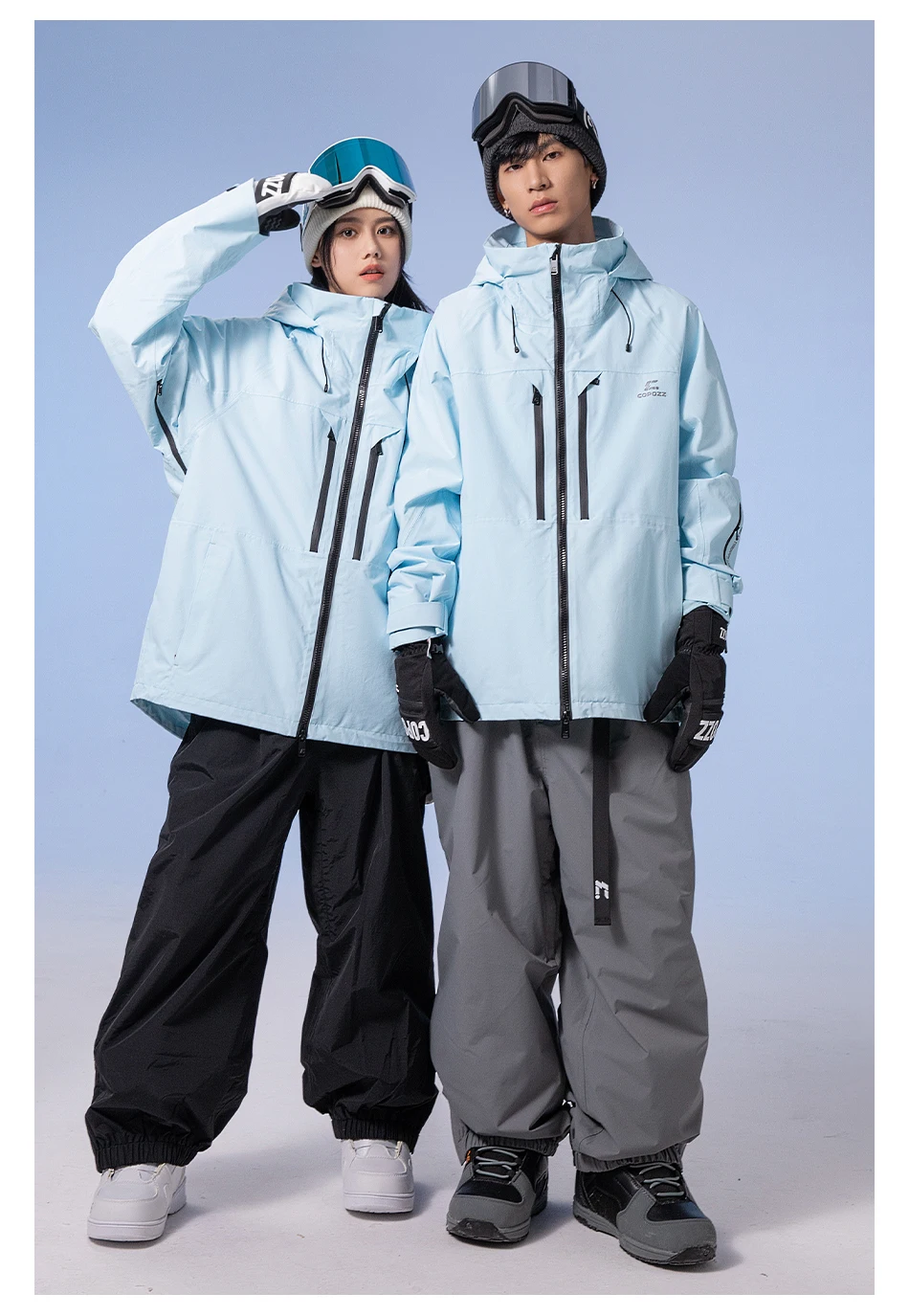 COPOZZ Verdickte 3L Skijacke für Herren und Damen, winddicht, wasserdicht, Winter-Ski-Mantel, Skibekleidung, einfarbig, mit Kapuze, warmer Snowboard-Skianzug – Detail 24