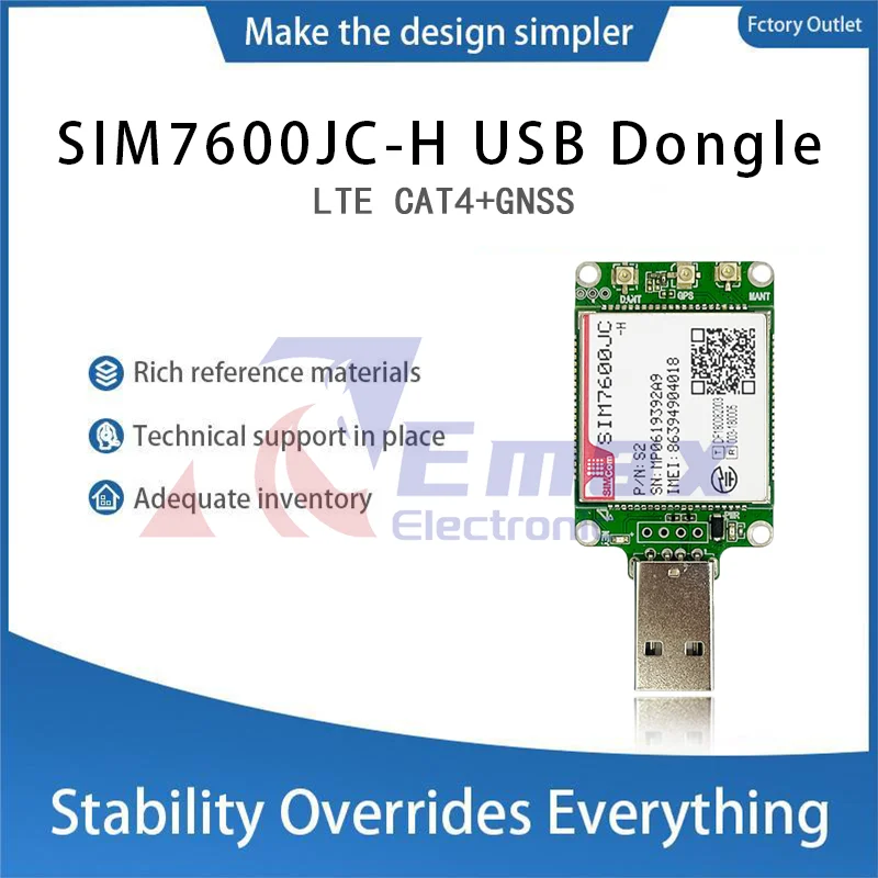 SIMcom SIM7600JC-H LTE CAT4 USB Dongle  breakout kit TE-A 1pcs with GPS external