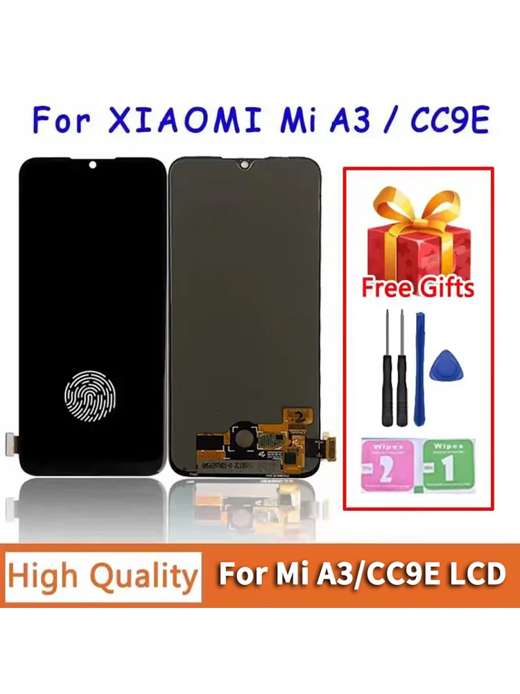 Wyświetlacz AMOLED 6.09 cala CC9e LCD do Xiaomi A3 CC9E, ekran dotykowy z digitizerem i czytnikiem linii papilarnych do Xiaomi Mi A3 MiA3 LCD — zdjęcie produktu 6