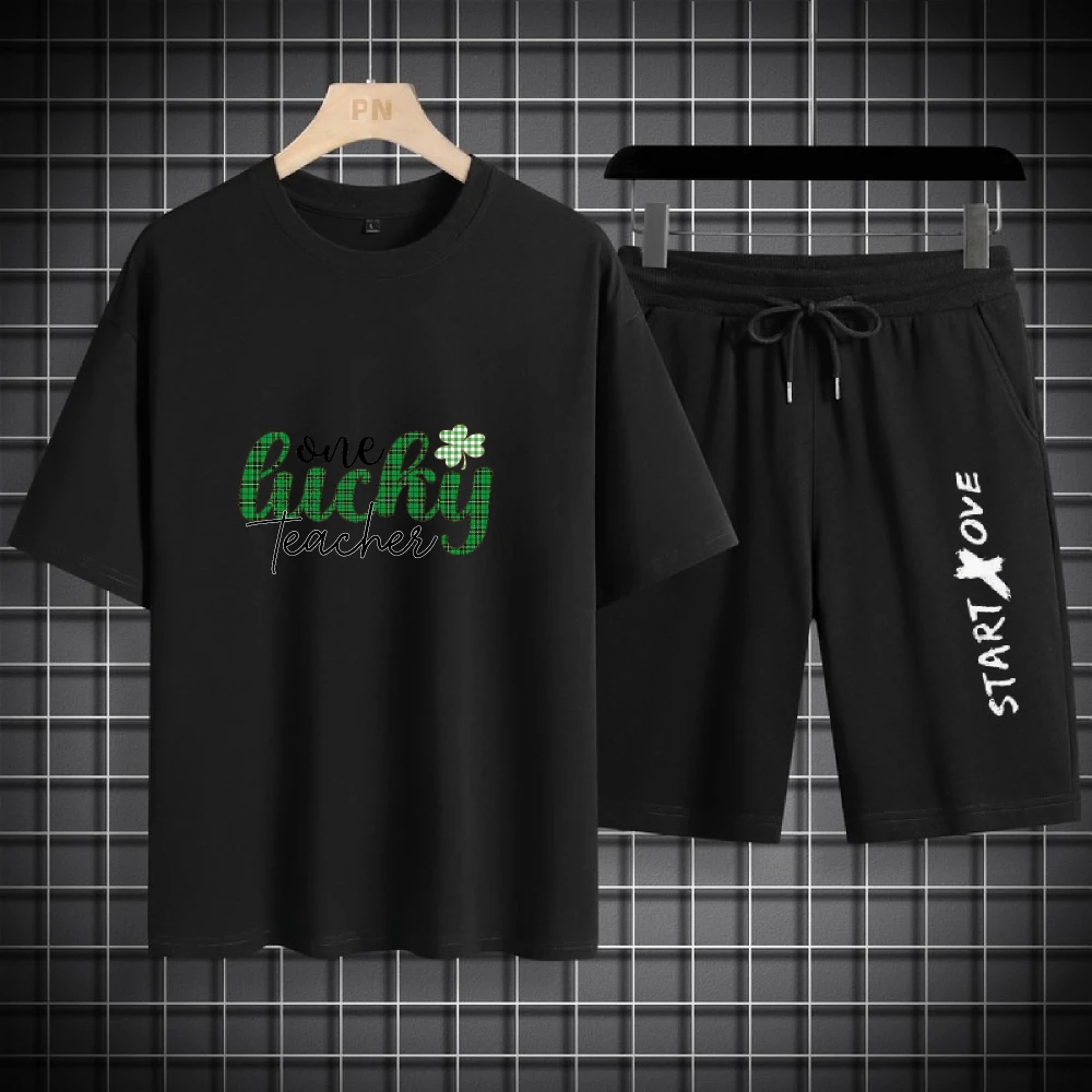 

2025 Summer Men Thin Casual Set Quick Dry Lightweight Outfit for Travel Fashion Sports T-shirts+shorts two-piece sets tracksuits