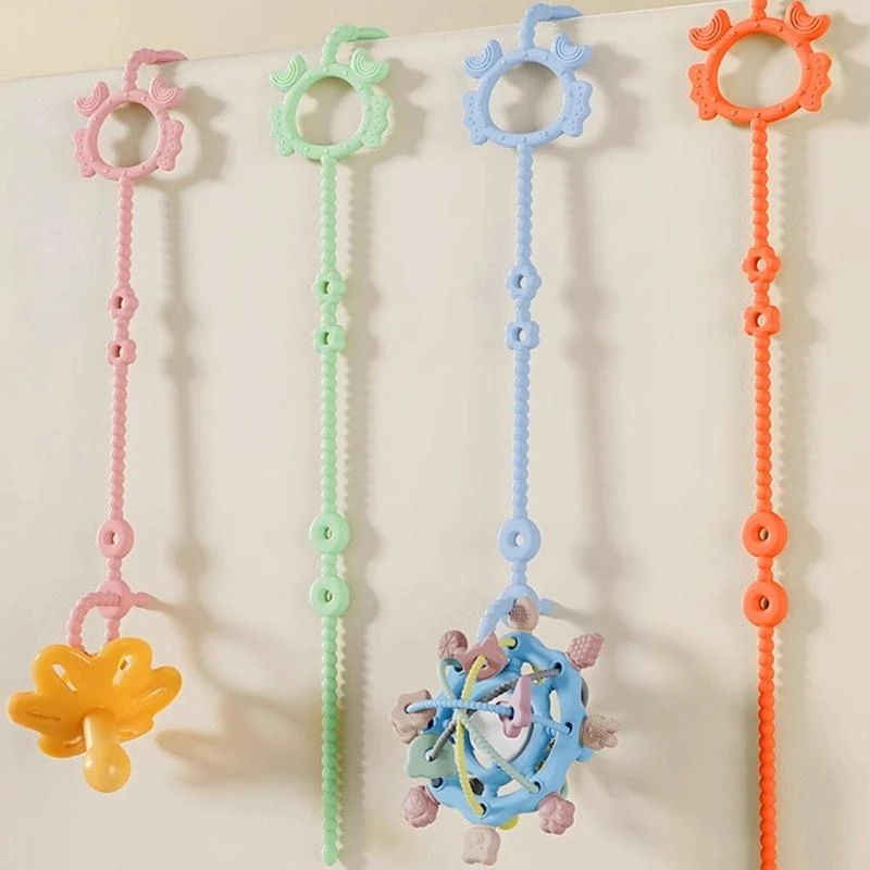 

M76C Защитная цепочка для игрушки для прорезывания зубов, эластичная силиконовая цепочка для зажима для соски, регулируемый для