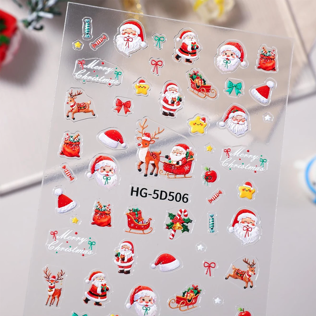 1/2 pezzi nuovo autunno/inverno albero di Natale adesivi per unghie 5D carino Babbo Natale adesivi per unghie fai da te adesivi per la contabilità decorazione