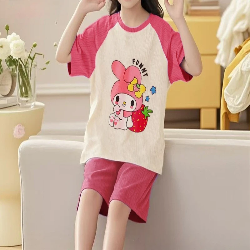 Immagine 5: Set Pigiama per Bambini con Maniche Corte e Pantaloncini, Abbigliamento da Notte Traspirante in Morbido Cotone Leggero e Confortevole per Bambini