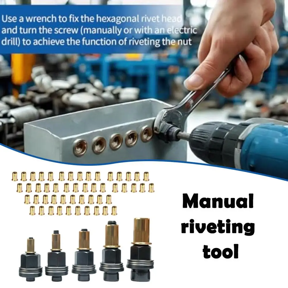 New 55/66 Pcs Manual Riveter Tool Kit For Secure Fastening Hand Rivet Nut Set With M3 M4 M5 M6 M8 M10 Nuts