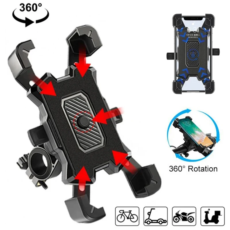 360 Degrees Rotate Electric Bicycle Phone Holder for iPhone Xiaomi MTB Bike Moto Motorcycle Cell Stand Bracket Non-slip Cycling