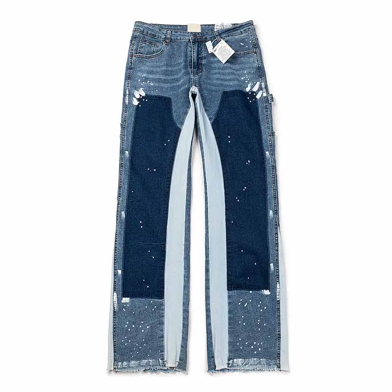 

2025 GD Style Splash-ink La Flare Jeans Pants Hiphop Streetwear Men Vintage Y2K Denim Jeans Graffiti Trousers Denim Pants