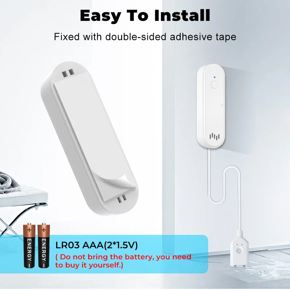 ONENUO Tuya Zigbee Water Detector Leakage Sensor Alarm Leak Detector 80DB Sound Smart Life APP Flood Alert Overflow Security