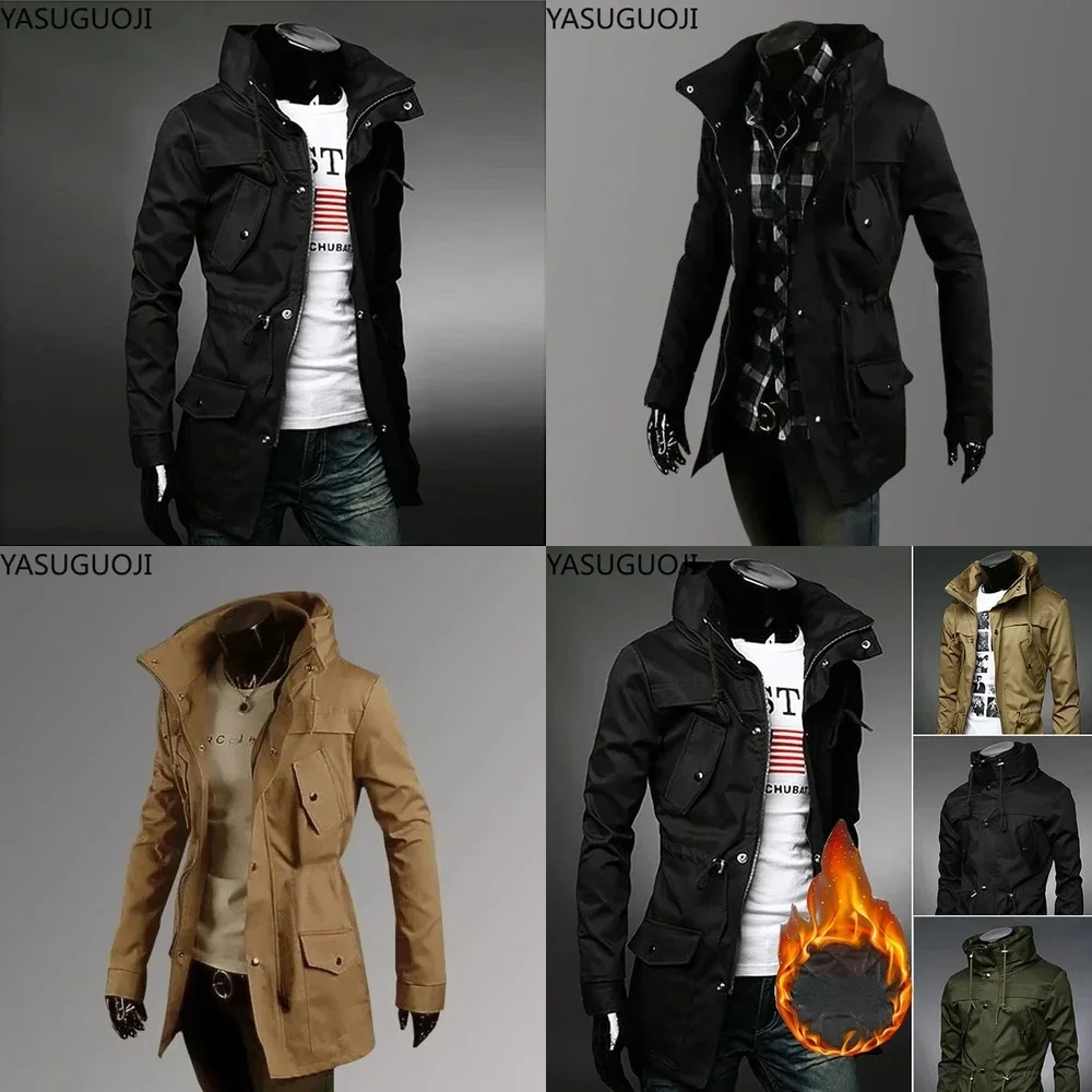 

Мужской плащ, классическая приталенная ветровка в стиле милитари, верхняя одежда