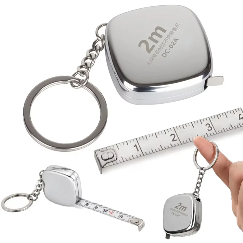 1/3/5pc Mini 2m Small Tape Measure Keychain, Stainless Steel Retractable Key Ring Tape Measure Precision Pocket Tape Measure