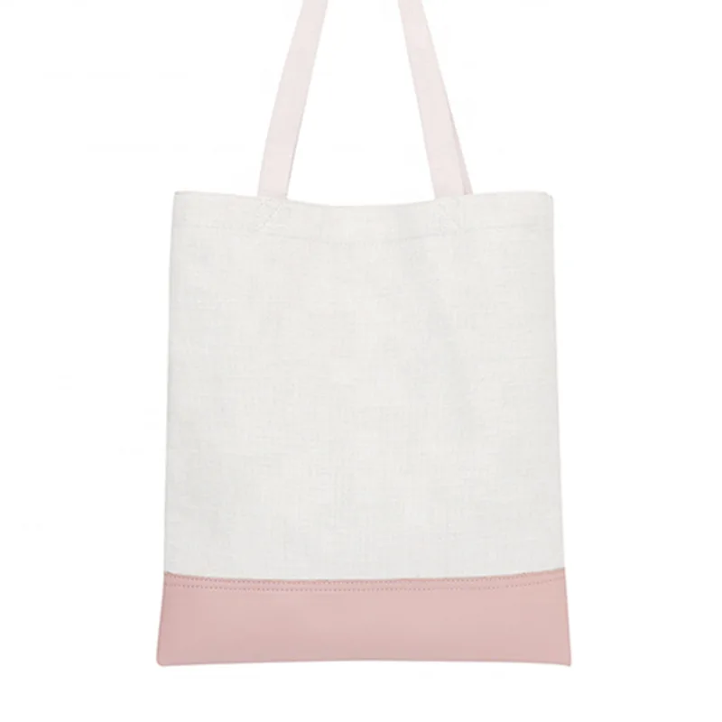 Free Shipping 10pcs/lot 15.8/13.4 Inches Sublimation Blanks Linen Tote Bags Shopping Bags With PU Bottom For Daily Use