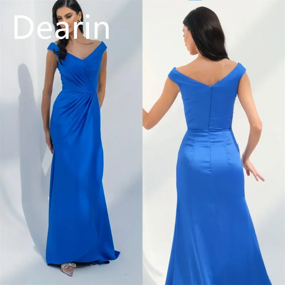 

Customized Evening Dress Prom Gown Party Occasion Women YPMWZX V-neck Column Floor Length Skirts Vertically Bespoke Dre