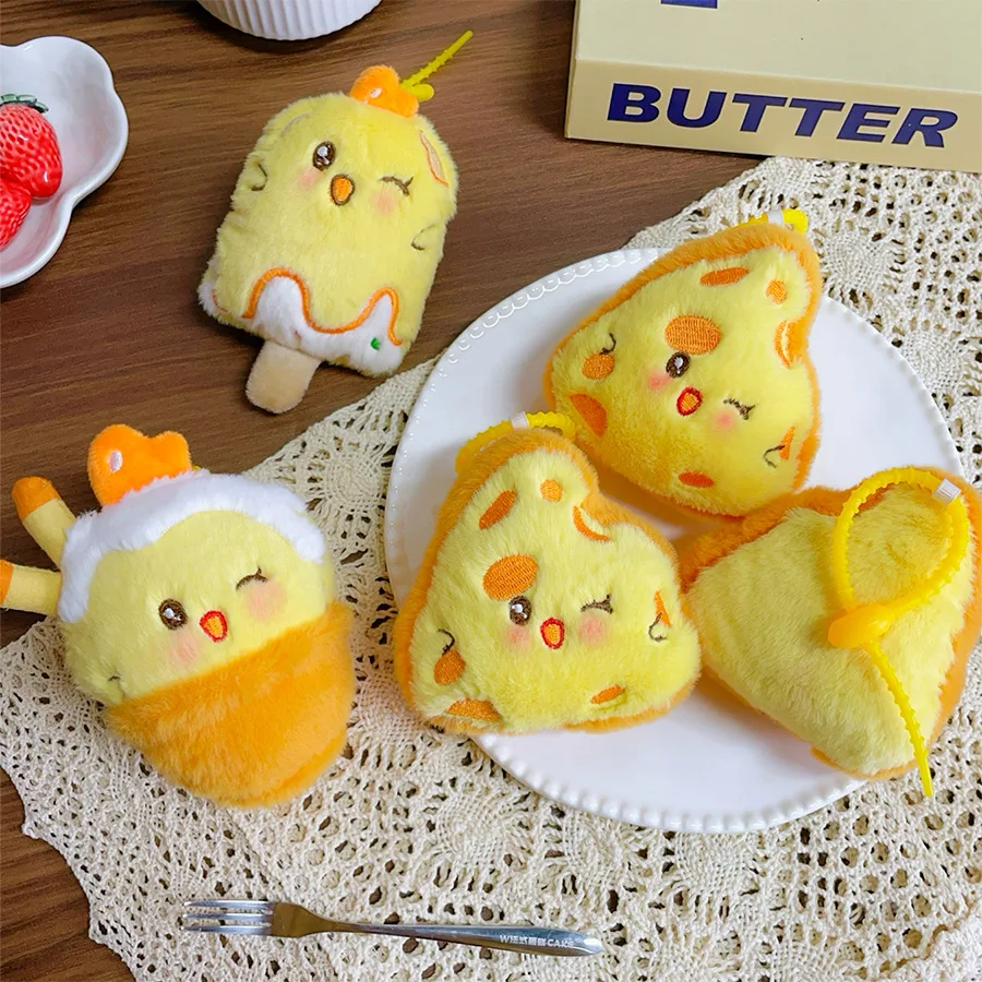 Japanese Cute Cartoon Ice Cream/Cheese/Shaved Ice Doll Plush Keychain Pendant Creative Dessert Plush Doll Girl Bag Decor Gift