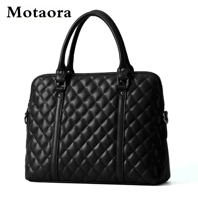 

MOTAORA Black Luxury Women's Handbags Genuine Leather Business Briefcase Bags Designer Women Handbag Female Office 14 Laptop Bag