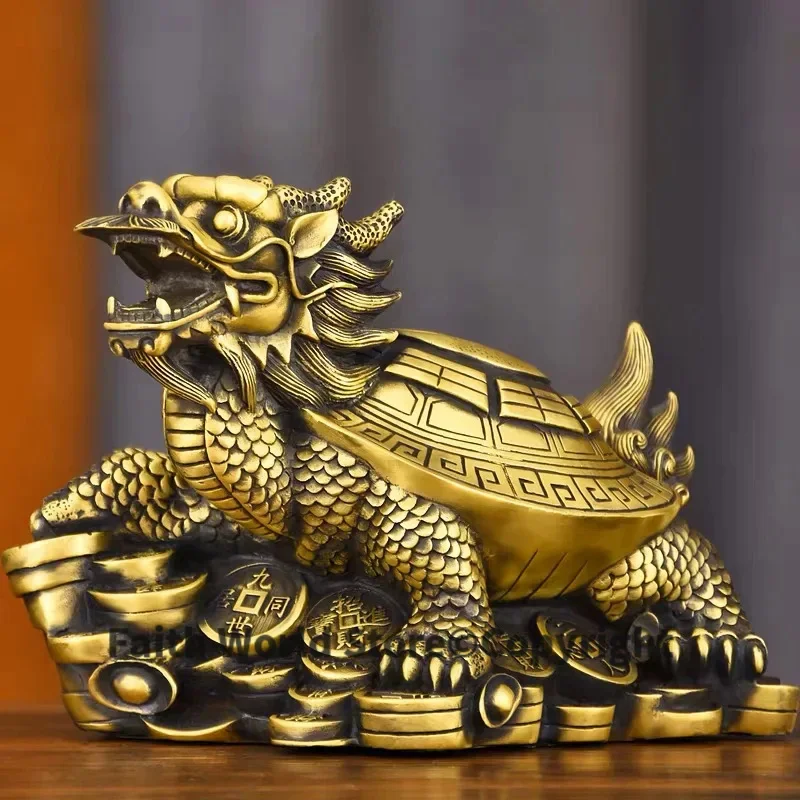 2025 HOME Town house ZHAO CAI dragon turtle FENG SHUI COPPER decorative ornament Bring good luck Recruit wealth Business booming