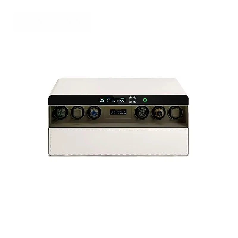 Watch Jewelry  Double Layer Storage  Compartments Box USB Charging Battery With LED Light Glass Panel Leather Surface