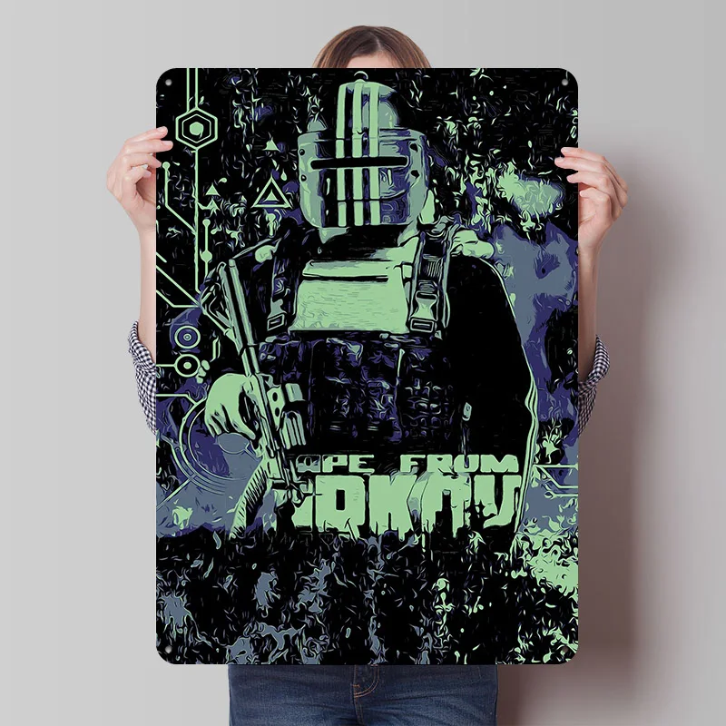 الهروب من Tarkov المعادن المشارك تين علامات خمر الديكور الداخلي في المنزل علامة معدنية مخصصة لجدار الفن الديكور رجل الكهف