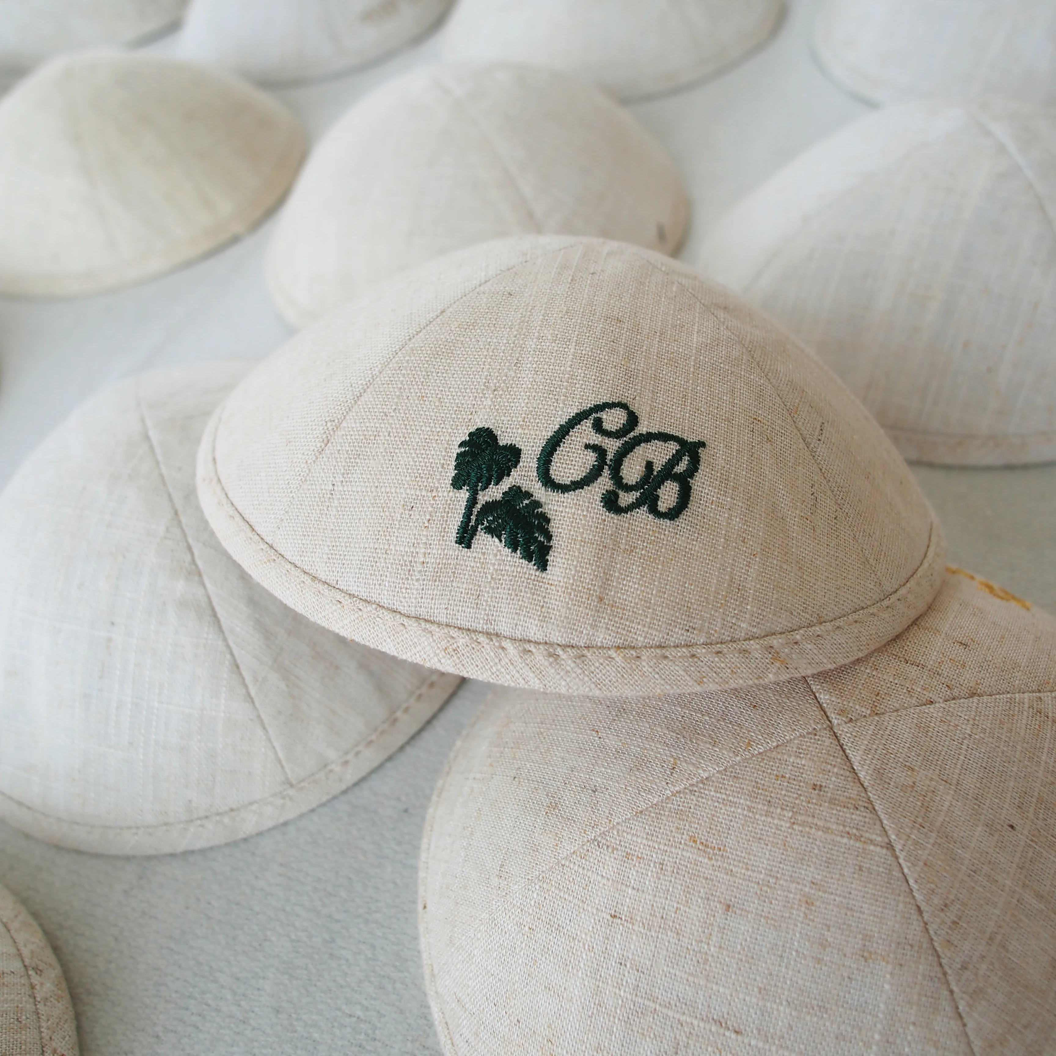 

Custom embroidery linen kippah Jewish Ahava customize kippot for wedding bat mitzvah judaica gift yarmulke