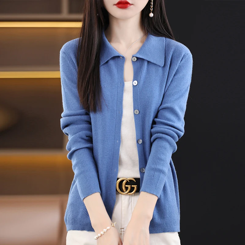 

Women Cardigan Cashmere Wool Sweater 2023 New High Elasticity Sweater Knit Jacket Female Soft Basic Shirt Solid Slim Pull Femme