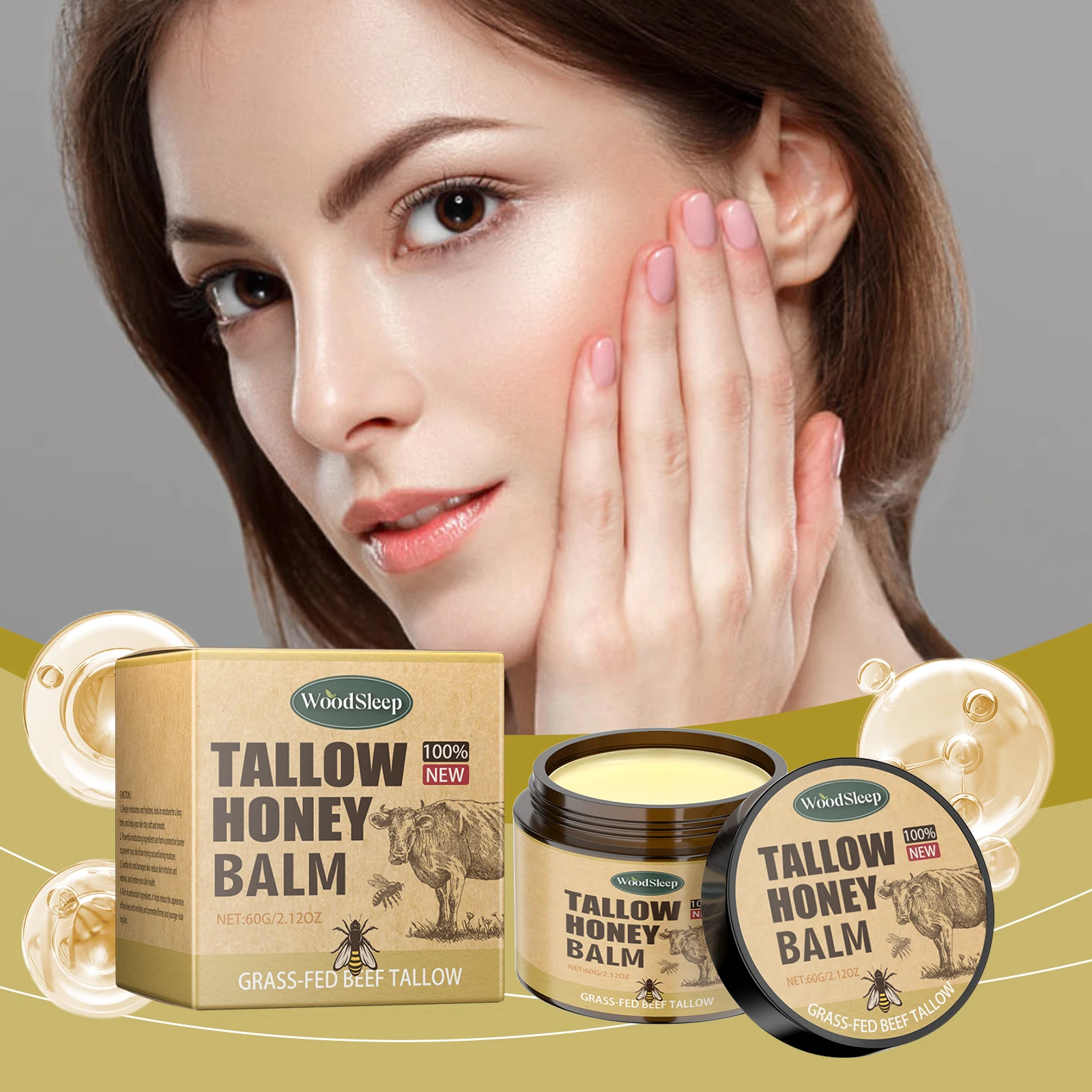 Crema hidratante de miel de Tallow de ternera, loción hidratante para iluminar la cara y el cuerpo, bálsamo suave para rejuvenecimiento de la piel, Cosméticos Coreanos